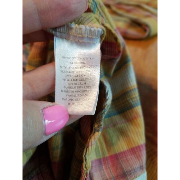 VTG Roper Shirt Women Medium Orange Long Sleeve Retro Western Pearl Snap - Picture 7 of 11